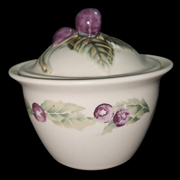 Pfaltzgraff Jamberry Creamer & Lidded Sugar Bowl Set Pat Farrell USA - Picture 5 of 9